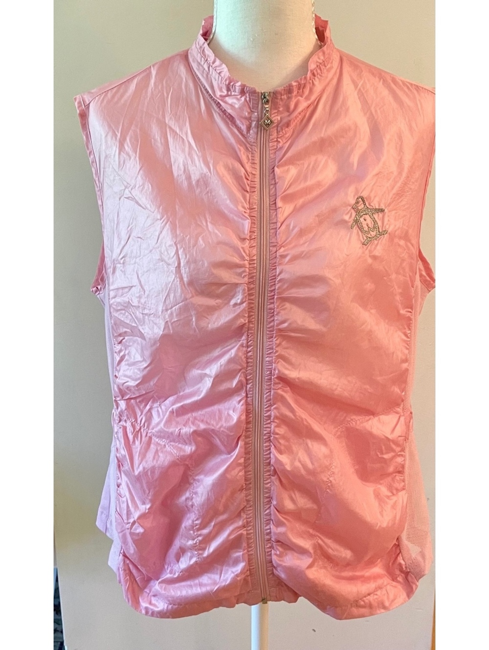 Vintage Original Penguin Metallic Shimmering Pink Womens Golf Vest (M)